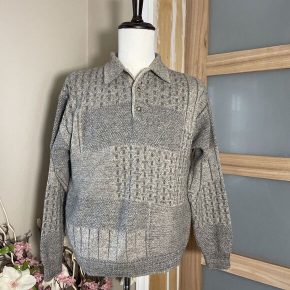 SET OF 2 Fierte s.r.l Men's Sweater Medium Collared Wool Blend Long Sleeves Warm - Picture 5 of 10